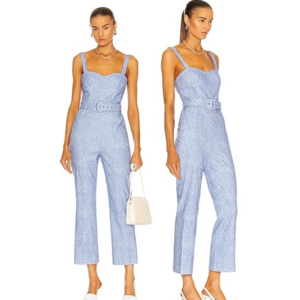 NWOT Jonathan Simkhai Layla Harper Blue Polkadot Jumpsuit size 6 - Picture 1 of 12